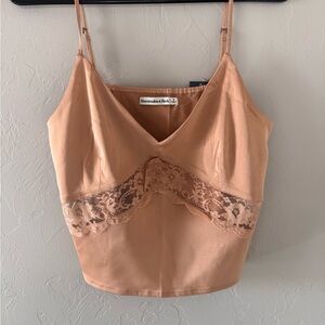 NWT Abercrombie & Fitch Tan Lace and Satin
